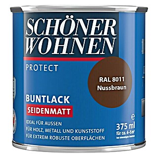 SCHÖNER WOHNEN-Farbe Protect Buntlack RAL 8011 (Nussbraun, 375 ml, Seidenmatt)
