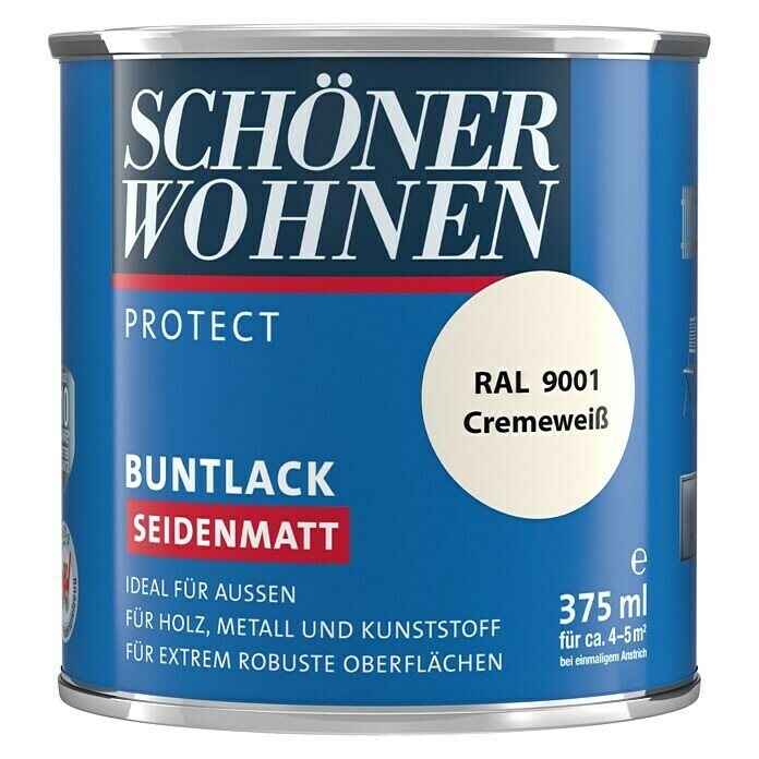 Schöner Wohnen ProfiDur Buntlack RAL 9001 (Cremeweiß, 375 ml, Seidenmatt)