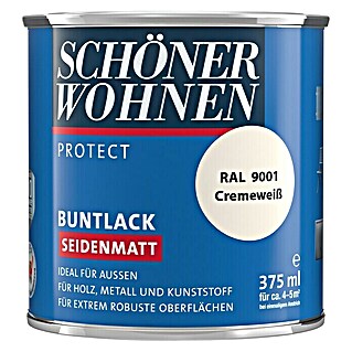 SCHÖNER WOHNEN-Farbe Protect Buntlack RAL 9001 (Cremeweiß, 375 ml, Seidenmatt)