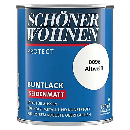 SCHÖNER WOHNEN-Farbe Protect Buntlack (Altweiß, Seidenmatt, 750 ml, Lösemittelbasiert)