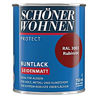 SCHÖNER WOHNEN-Farbe Protect Buntlack RAL 3003 (Rubinrot, 750 ml, Seidenmatt)