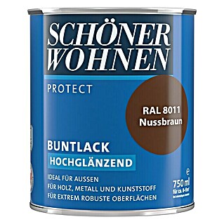 SCHÖNER WOHNEN-Farbe Protect Buntlack (Nussbraun, 750 ml, Hochglänzend)