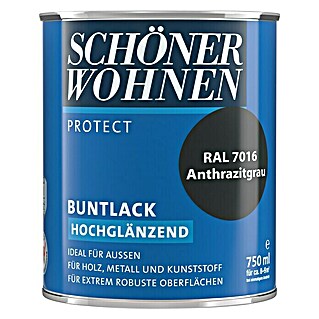 SCHÖNER WOHNEN-Farbe Protect Buntlack (Anthrazitgrau, 750 ml, Hochglänzend)