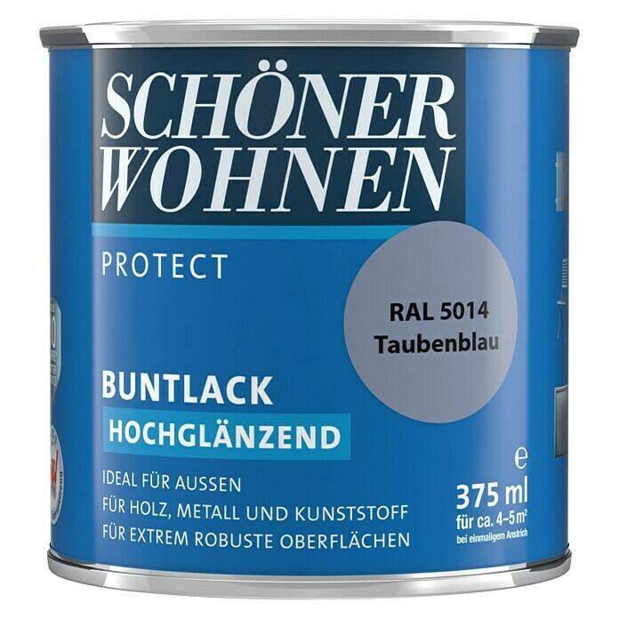 Schöner Wohnen ProfiDur Buntlack (Taubenblau, 375 ml, Hochglänzend)