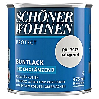 SCHÖNER WOHNEN-Farbe Protect Buntlack (Telegrau, 375 ml, Hochglänzend)