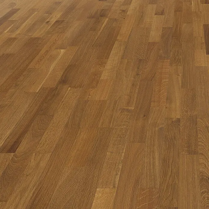 Living by Haro Parkettmuster Eiche Mocca - 290 x 180 x 12 mm, Schiffsboden - Nahaufnahme von Holzbodenbelägen, die ein warmes, natürliches Ambiente mit einer geölten Oberfläche und einem robusten Design ausstrahlen.