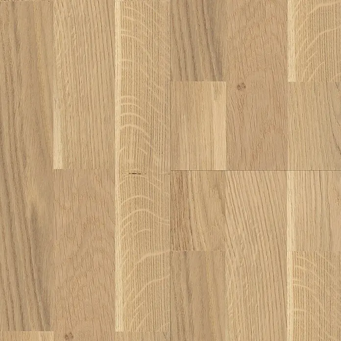 Living by Haro Parkettmuster Eiche Weiß Naturöl - 290 x 180 x 12 mm, Schiffsboden - Detailaufnahme einer hellen Holzplatte mit feiner Maserung und natürlichen Farbunterschieden, ideal für Bodenbeläge.