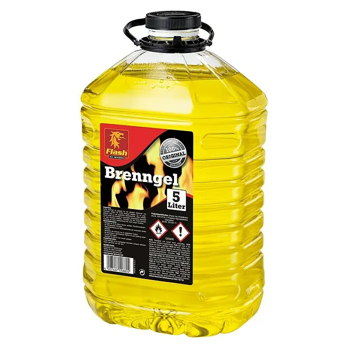 Flash Sicherheitsbrennpaste - 5 l - Ein 5-Liter-Kanister Brenngel der Marke Flash All Seasons, ideal für Grills und Feuerstellen. Sicher und effektiv für den Außenbereich.