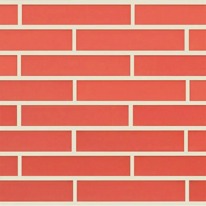 BHS Madrid Ladrillo liso - 5 x 24 cm - Pared de ladrillos rojos con lechada clara. Un diseño de albañilería elegante y moderno, ideal para la arquitectura contemporánea y el diseño de interiores.