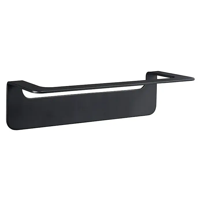 Aquasanit Skyline Black Toallero de barra - Ancho: 30 cm - Estante de toallas negro mate moderno para baños. Diseño elegante con líneas rectas y aspecto minimalista.