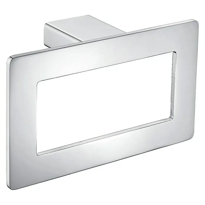 Toallero de anilla Leaf - Plateado, Resplandeciente - Toallero de cromo. Diseño elegante para baño o aseo con marco rectangular y bordes redondeados. Moderno y elegante.
