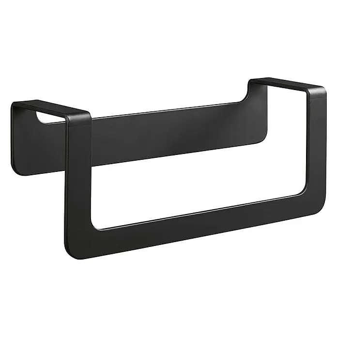 Aquasanit Skyline Black Toallero de anilla - Negro - Portarrollos de papel negro y moderno para montaje en pared. El diseño elegante encaja perfectamente en cualquier baño o cocina.