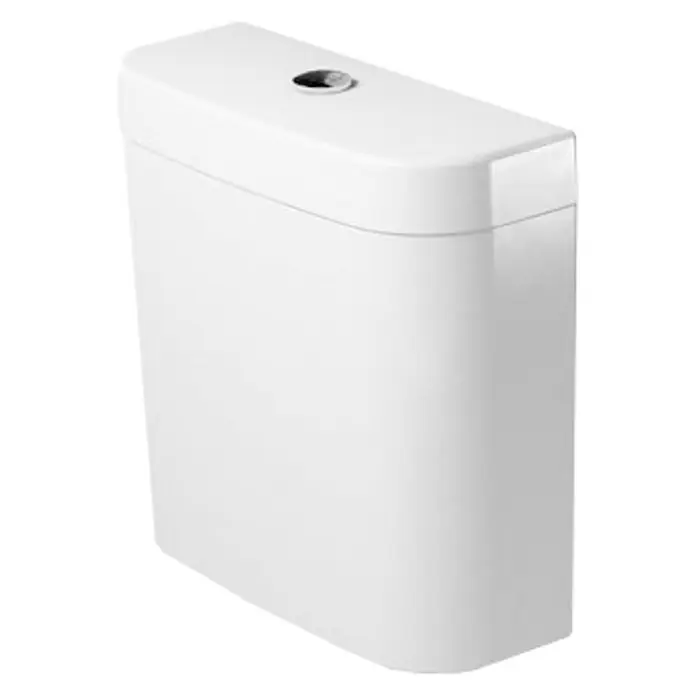 Duravit Darling New Spülkasten - Mit schmutzabweisender Glasur, Links, Keramik, Weiß - Weißer Toilettenspülkasten mit rundem Spülknopf. Das schlanke Design passt gut in moderne Badezimmer.