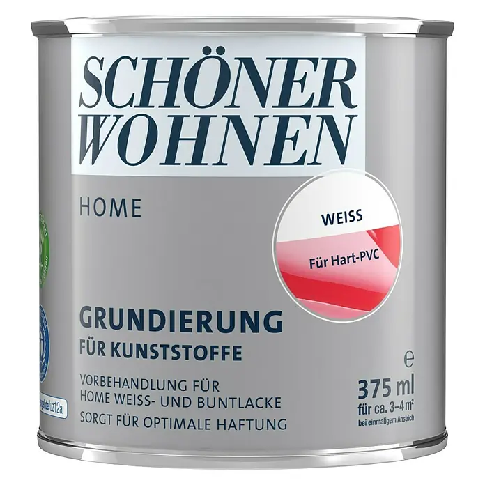 SCHÖNER WOHNEN-Farbe Home Universalgrundierung - Reinweiß, 375 ml, Seidenmatt - Abbildung einer Dose Schöner Wohnen Home Grundierung für Kunststoffe, ideal zur Vorbehandlung und für optimale Haftung.