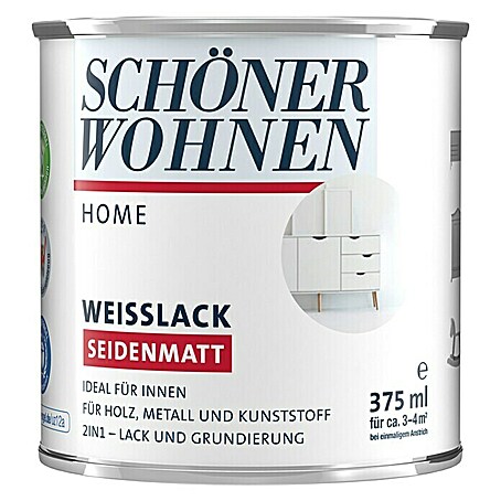 SCHÖNER WOHNEN-Farbe Home Weißlack (Reinweiß, 375 ml, Seidenmatt)