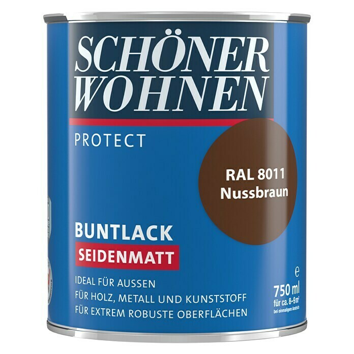 Schöner Wohnen ProfiDur Buntlack RAL 8011 (Nussbraun, 750 ml, Seidenmatt)