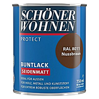 SCHÖNER WOHNEN-Farbe Protect Buntlack RAL 8011 (Nussbraun, 750 ml, Seidenmatt)