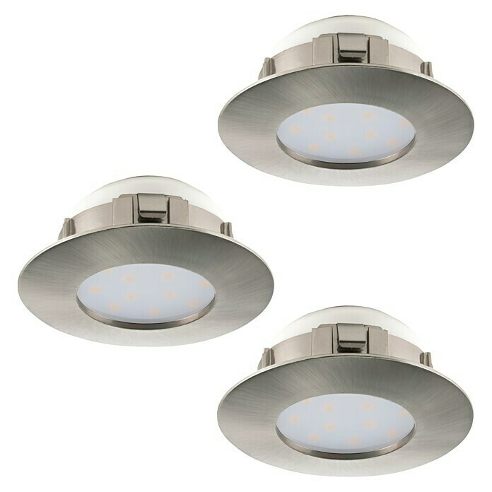 Eglo LED-Einbauleuchten-Set Pineda (3 x 6 W, Warmweiß, Durchmesser: 7,8 cm, Nickel matt, 3 Stk.)