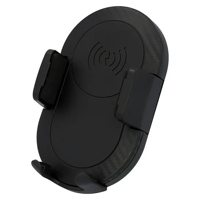Cartrend Smartphone-Halter Wireless - Passend für: Smartphones Breite von 65 - 83 mm, Schwarz - Schwarze, kabellose Handy-Ladestation mit Halterung für das Auto, mit Ladeflächen-Symbol in der Mitte für induktives Laden.