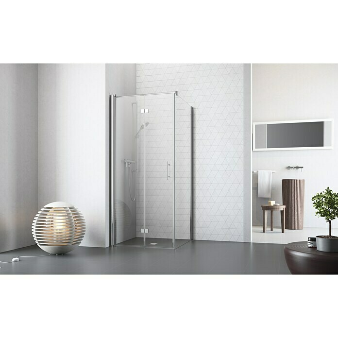 Camargue Vario Eckdusche S53+S790 x 90 x 195 cm, Beschichtet, Stärke: 6 mm, Silber Front View