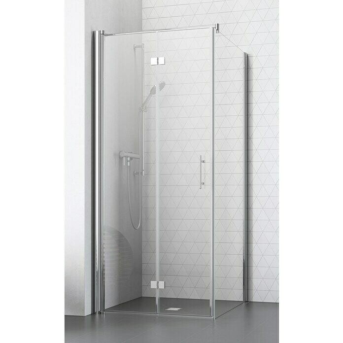 Camargue Vario Eckdusche S53+S790 x 90 x 195 cm, Beschichtet, Stärke: 6 mm, Silber Front View