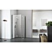 Camargue Eckdusche (L x B x H: 80 x 100 x 195 cm, Beschichtet, Stärke: 6 mm, Silber)