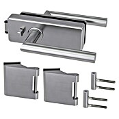 Diamond Doors Herraje para puerta de vidrio (Efecto de acero inoxidable, Taladro de cinta / cintas: Office, 3 piezas, Cierre del inodoro)