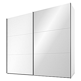 Express Möbel Schwebetürenschrank Swift (B x T x H: 250 x 68 x 216 cm, Mit Spiegel, Ohne Zubehör, Farbe Front: Weiß, Farbe Korpus: Weiß)