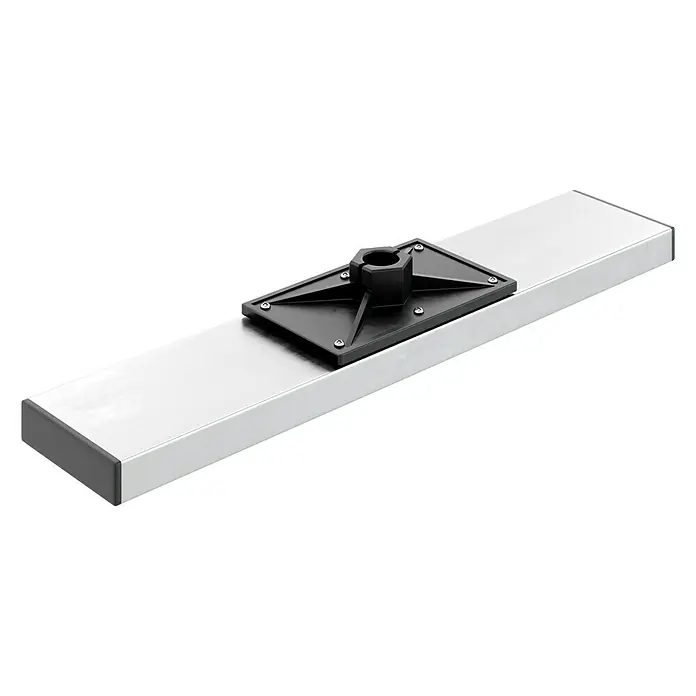 Schnellspann Deckenstützen & Türspanner Spannaufsatz XXL - 400 x 80 mm - Detaillierte Aufnahme eines Moppgestells aus Aluminium mit schwarzer Kunststoffhalterung in der Mitte. Ideal für eine gründliche Reinigung.
