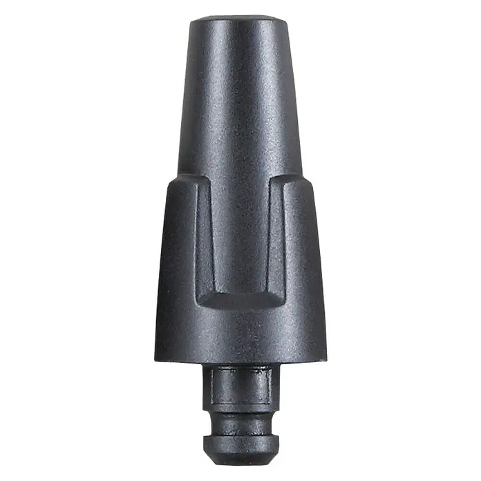 Nilfisk Click & Clean Hochdruckdüse Powerspeed - Passend für: Nilfisk Hochdruckreiniger Dynamic, Compact & Excellent - Nahaufnahme einer schwarzen Düse, einem Ersatzteil für Reinigungsgeräte, das für präzise Anwendungen entwickelt wurde.