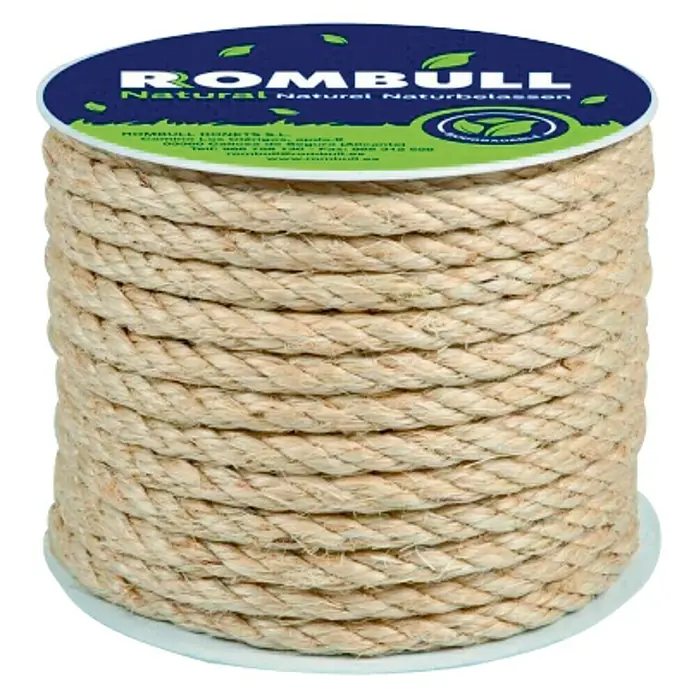 Cuerda - 6 mm x 25 m, Materiales naturales, Natural - Bobina de cuerda natural clara, marca Rombull, ideal para proyectos decorativos o de bricolaje.
