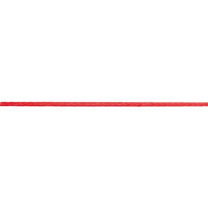 Cordel de albañil 8842 PES - Ø x L: 1,8 mm x 100 m, Plástico, Rojo - Primer plano de hilo rojo extendiéndose sobre un fondo negro. Ideal para manualidades, envoltorios de regalos y decoración.
