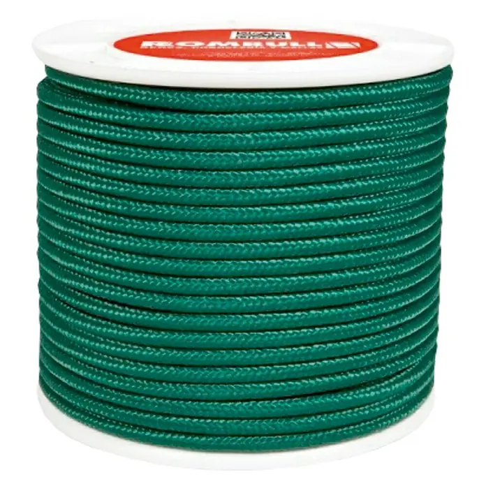 Cuerda 4244 - 6 mm x 50 m, Plástico, Verde - Una bobina de cuerda trenzada verde RomboBull, ideal para diversas aplicaciones.