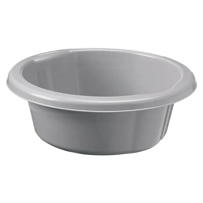 Sunware Waterline Schüssel - Silber, 5 l - Graue, runde Waschschüssel aus Kunststoff, ideal für den Haushalt und vielseitige Reinigungsaufgaben. Robuste und praktische Ausführung.