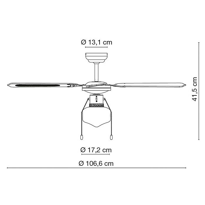 Globo Deckenventilator ChampionØ x H: 106,6 x 41,5 cm, Chrom, Schwarz/Weiß, 50 W Unknown