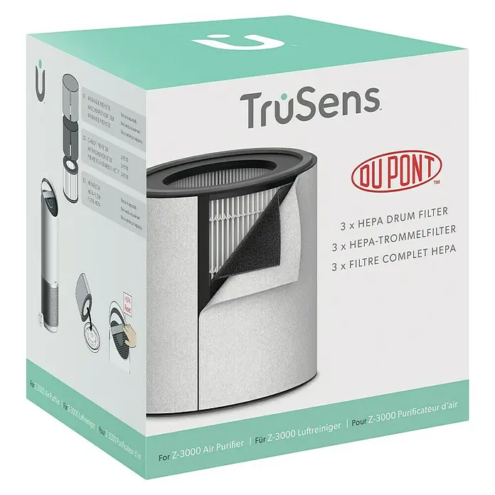 Leitz TruSens Filtro HEPA Z-3000 - 21,5 x 21,5 x 22,5 cm, Específico para: Purificador de aire TruSens Z-3000 - Embalaje para purificador de aire TruSens Z-3000 con filtro HEPA.