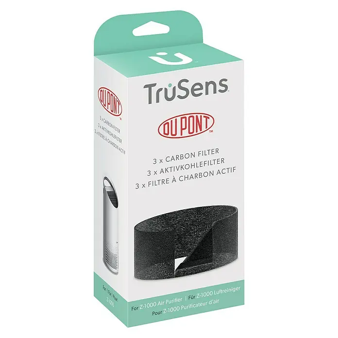 Leitz TruSens Filtro de carbón activo Z-1000 - Específico para: Purificador de aire TruSens Z-2000 - Imagen del producto: Paquete de 3 filtros de carbón para purificador de aire TruSens Z-1000. Ideal para mejorar la calidad del aire en el hogar.