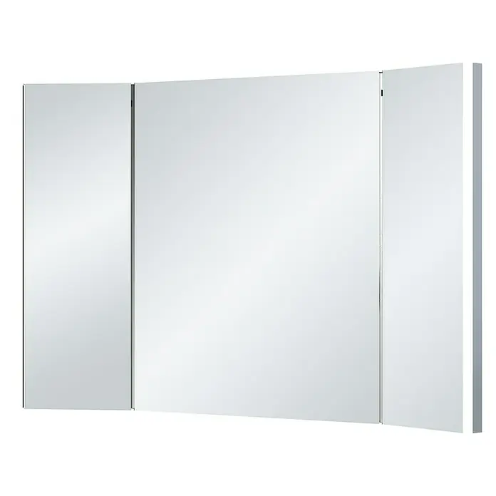 Camargue Klappspiegel Swing-Light - 110 x 70 cm, Leuchtmittel - Ein dreiteiliger Spiegelschrank mit klaren Linien und einem modernen Design, ideal für jedes Badezimmer. Er bietet zusätzlichen Stauraum und reflektiert das Licht.