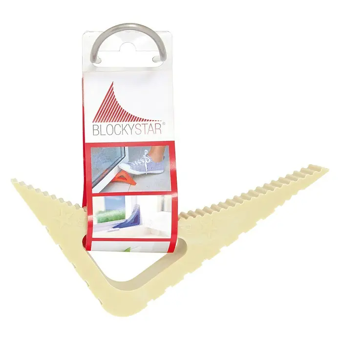 Retenedor para puerta y ventana Blockystar - Beige - Ventilador de ventana Blockystar para ventilación segura, con colgador, asegura una circulación óptima del aire.