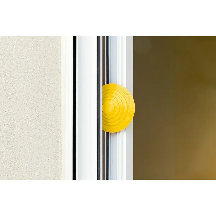 Tope de puerta y ventana Ovni Blockystar - Plástico, Ø x Al: 12 x 3 cm, Amarillo - Tope de puerta de goma amarilla para puertas correderas, evitando que se abran involuntariamente.