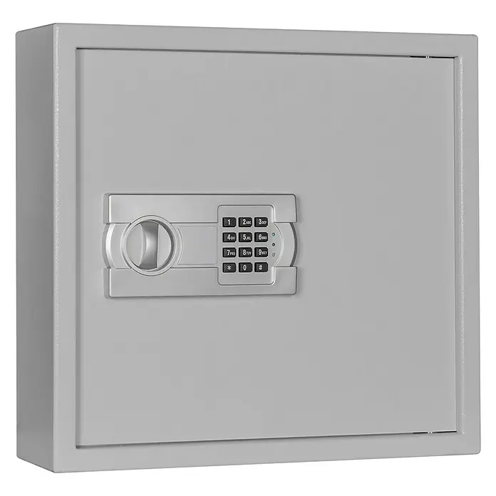 Format Schlüsselschrank SLE 80 - Elektronisches Zahlenschloss, L x B x H: 130 x 460 x 430 mm - Grauer Safe mit digitalem Zahlenschloss zur sicheren Aufbewahrung von Wertgegenständen.