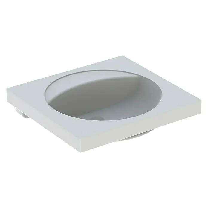Geberit Preciosa Waschtisch - 60 x 55 cm, Mit schmutzabweisender Glasur, Hahnloch: Ohne, Ohne Überlauf, Weiß - Modernes Aufsatzwaschbecken mit quadratischer Form und runder Beckenform in Grau. Ein elegantes Designelement für jedes Badezimmer.