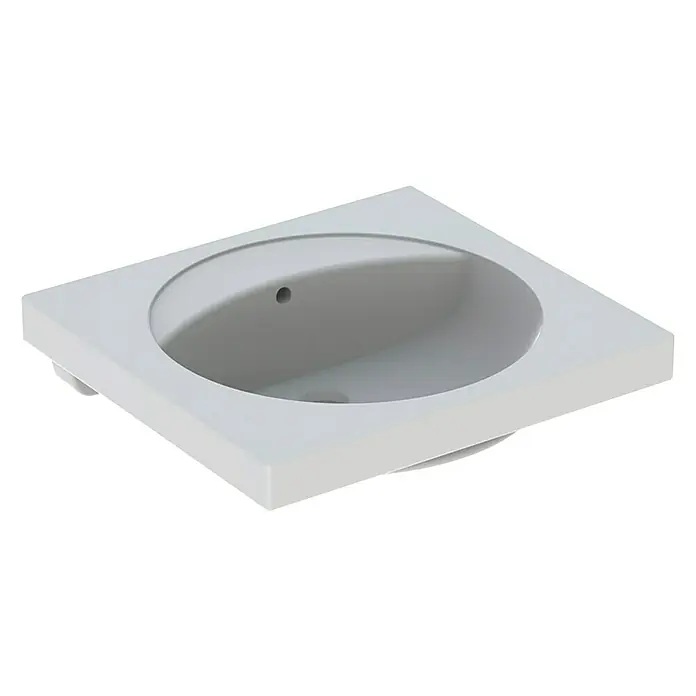 Geberit Preciosa Waschtisch - 60 x 55 cm, Ohne Spezialglasur, Hahnloch: Ohne, Mit Überlauf, Weiß - Moderne Waschtischplatte in Weiß, quadratisch mit rundem Becken, für eine stilvolle Badezimmergestaltung. Hochwertige Keramik für Langlebigkeit.