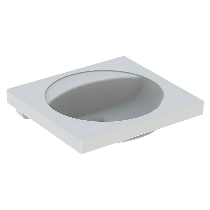 Geberit Preciosa Waschtisch - 60 x 55 cm, Ohne Spezialglasur, Hahnloch: Ohne, Ohne Überlauf, Weiß - Moderne, quadratische Waschbecken aus weißer Keramik. Das Waschbecken verfügt über ein rundes Becken und ein minimalistisches Design.