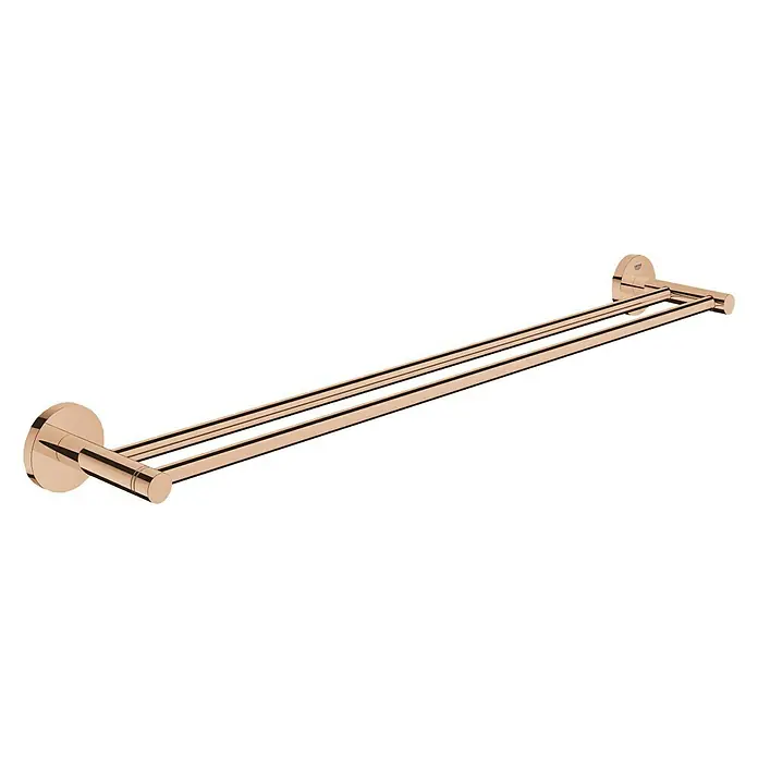 Grohe Essentials Doppel-Badetuchhalter - Warm Sunset, Glänzend - Elegante Doppel-Handtuchstange in Roségold. Stilvolle Badaccessoires für ein luxuriöses Badezimmerambiente.