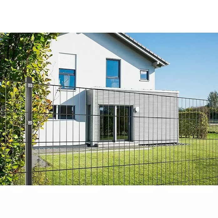 Peddy Shield Zaun-Set ESM - 2 x 1 m, Anthrazit, 21 -tlg., Mit Montageplatte - Anwendungsbeispiel
