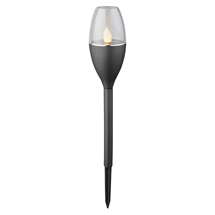 BAUHAUS Solarleuchten-Set Candle - Schwarz, IP44, 0,1 lm - Elegante Gartenfackel: Diese stilvolle Fackel in Dunkelgrau mit klarem Glaseinsatz und warmem Lichteffekt sorgt für stimmungsvolle Abende im Freien.