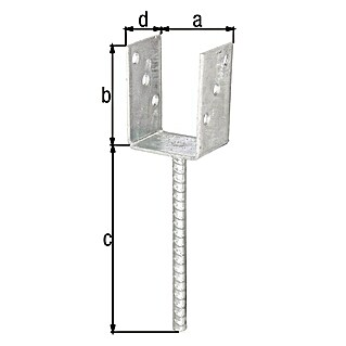 Alberts Soporte en U (L x An x Al: 60 x 75 x 104 mm, Zincado, Espesor: 4 mm)
