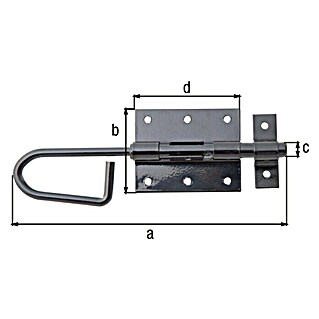 Alberts Pestillo deslizante tipo bayoneta (L x An: 200 x 66 mm, Negro, Zincado)