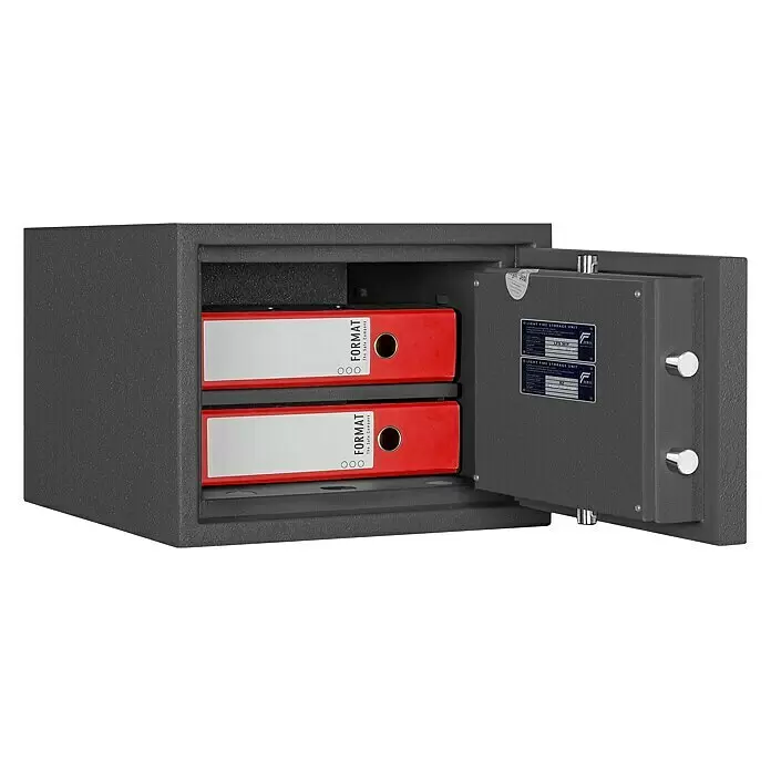 Format Feuerschutztresor PSL 2 - Doppelbart-Hochsicherheitsschloss, L x B x H: 450 x 430 x 325 mm - Detailaufnahme